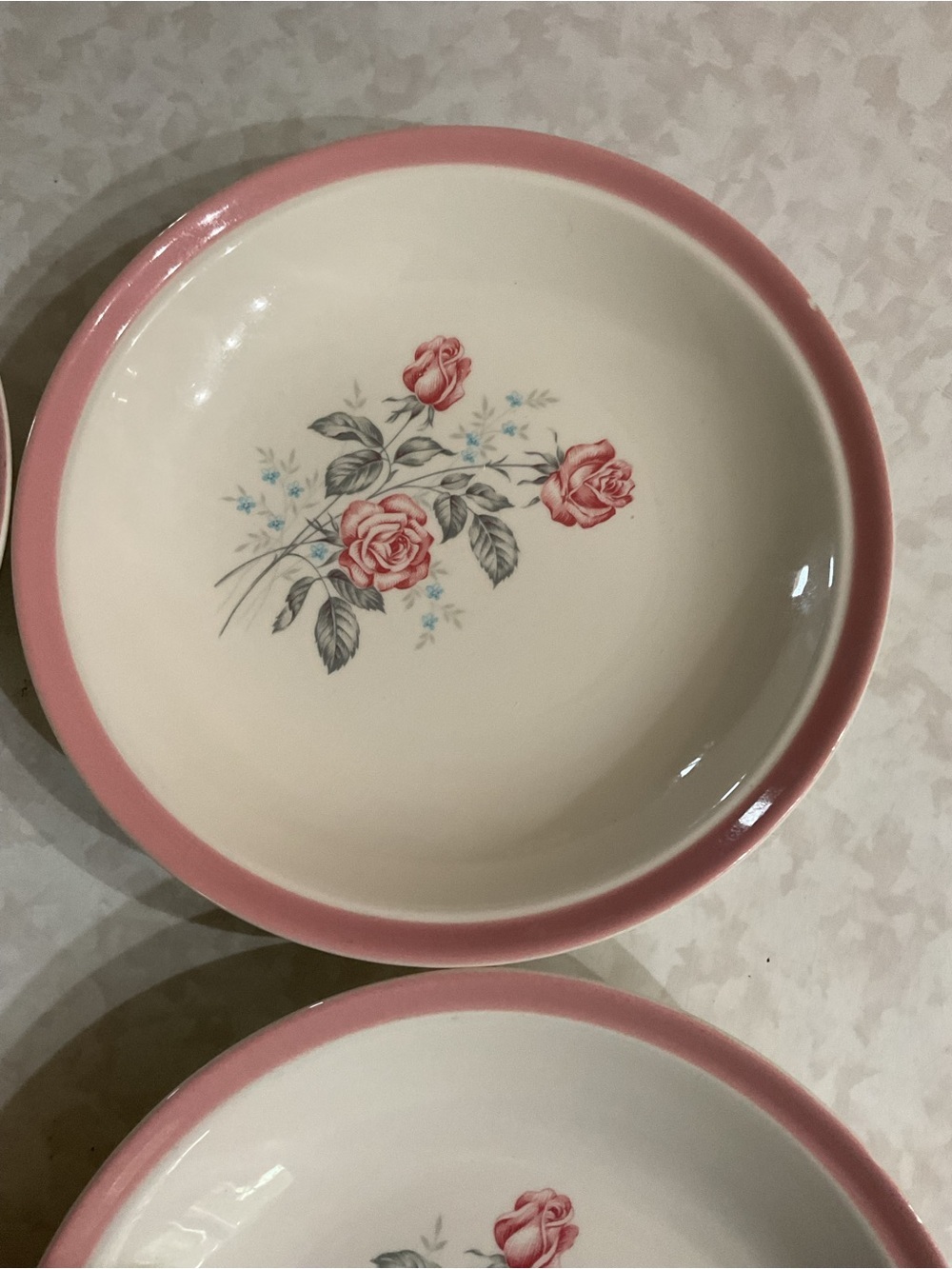 Vintage Floral Serving Bowl with Pink Rim. Set of 4 - Picture 7 of 9